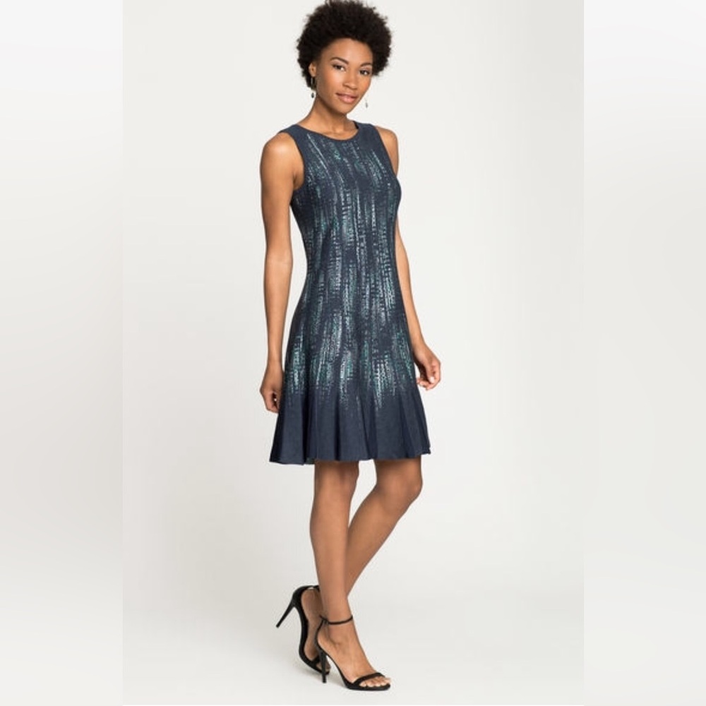 Nic+Zoe. Size M. Knit fit and flare dress. No fabrication tags, but fine knit.